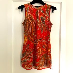 Ralph Lauren Tank Top in Paisley Bright Orange Paisley Print / Bohemian